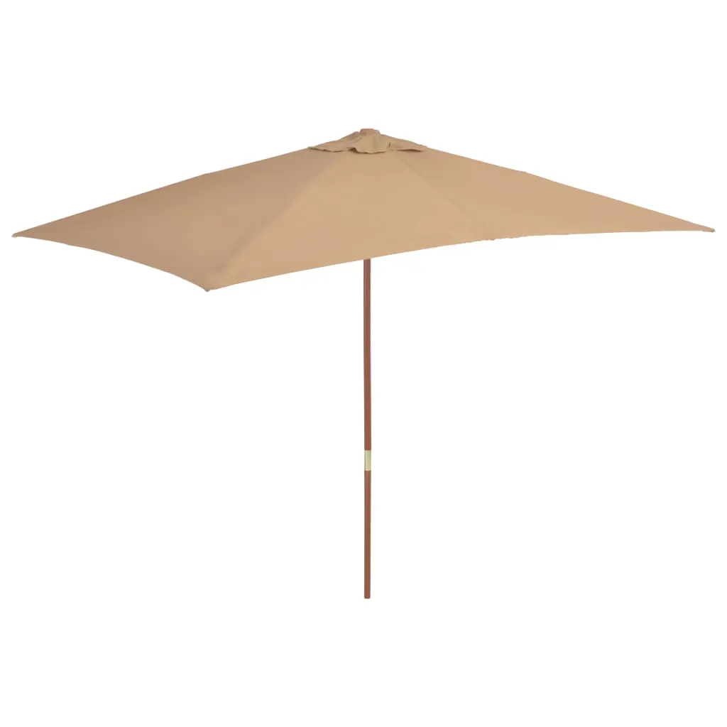 Garden Parasol with Wooden Pole 200x300 cm Taupe 44514