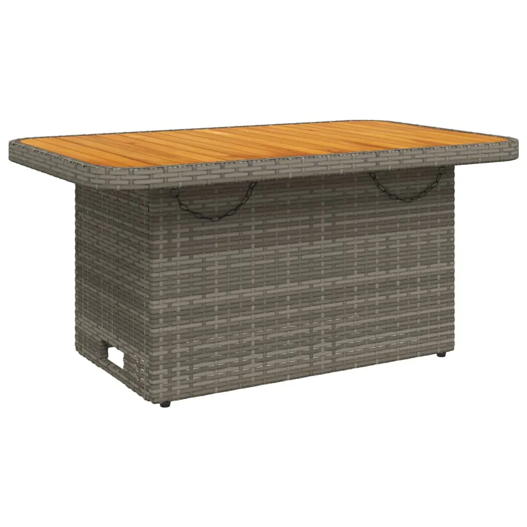 Garden Table Grey 90x55x71 cm Poly Rattan and Acacia Wood 368276 Garden Table Grey 90x55x71 cm Poly Rattan and Acacia Wood 368276
