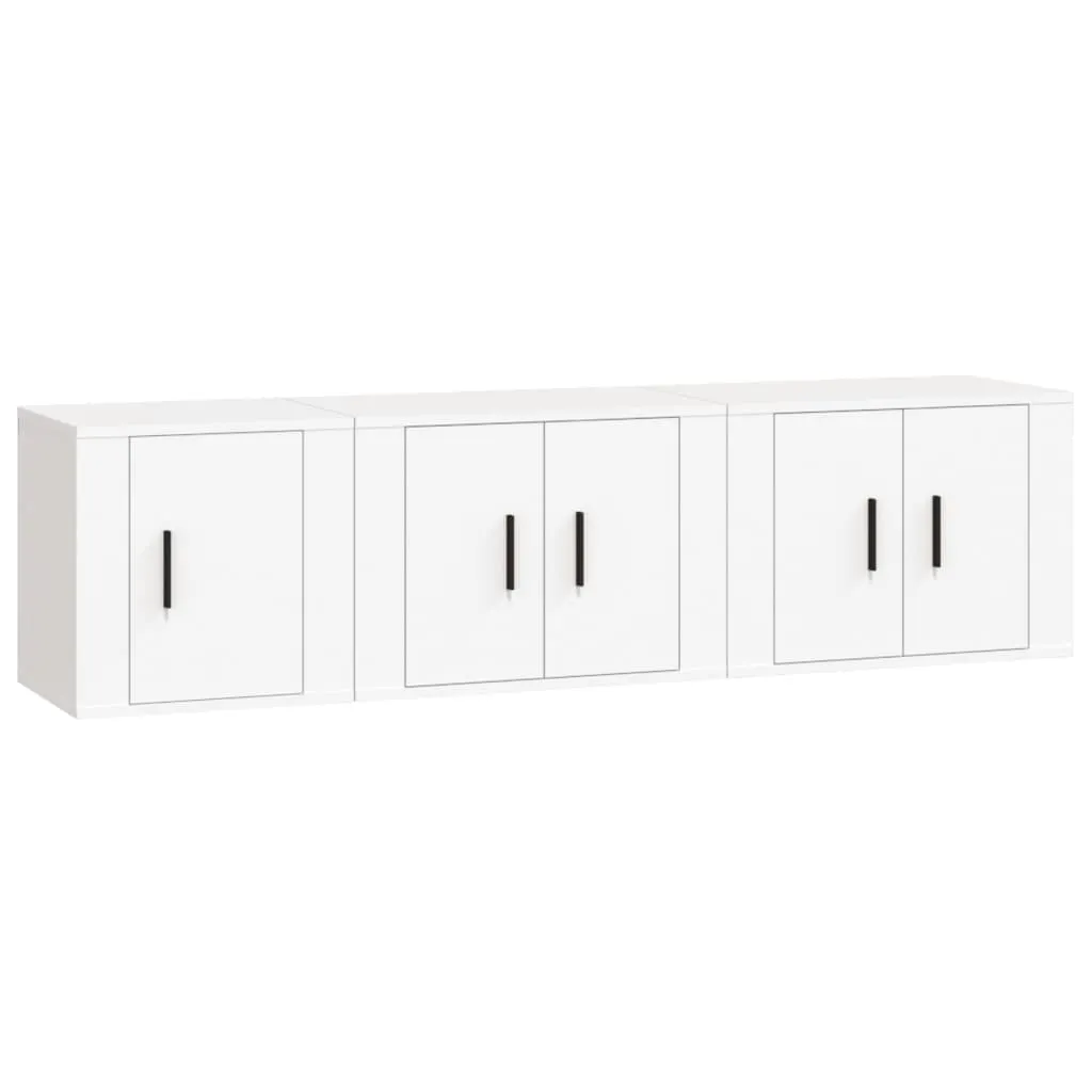 3 Piece TV Cabinet Set White Engineered Wood 3188438 3 Piece TV Cabinet Set White Engineered Wood 3188438