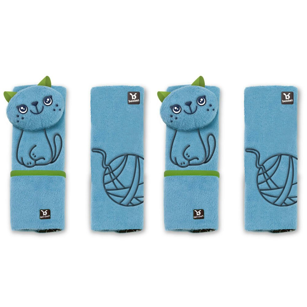 2PK Benbat Cat Pals Car Seat Belt Safety Cover 1-4y Baby/Children Strap/Pads BL 2PK Benbat Cat Pals Car Seat Belt Safety Cover 1-4y Baby/Children Strap/Pads BL