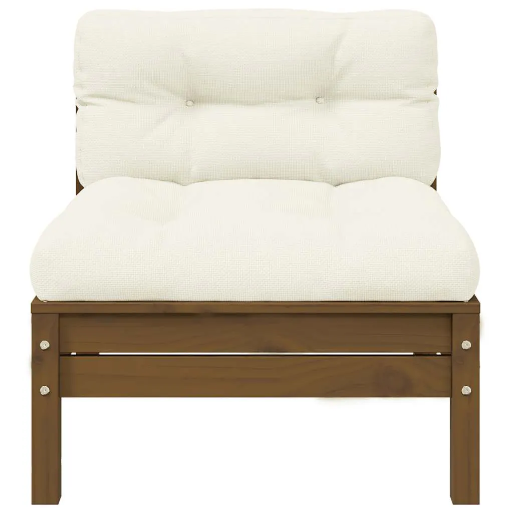 3 Piece Garden Lounge Set with Cream Cushions Solid Pinewood 806685