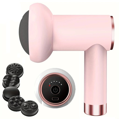 NNEOBA 6-Speed Rechargeable Mini Massage Gun Fat-Reducing, Relaxation Tool Pink image number null