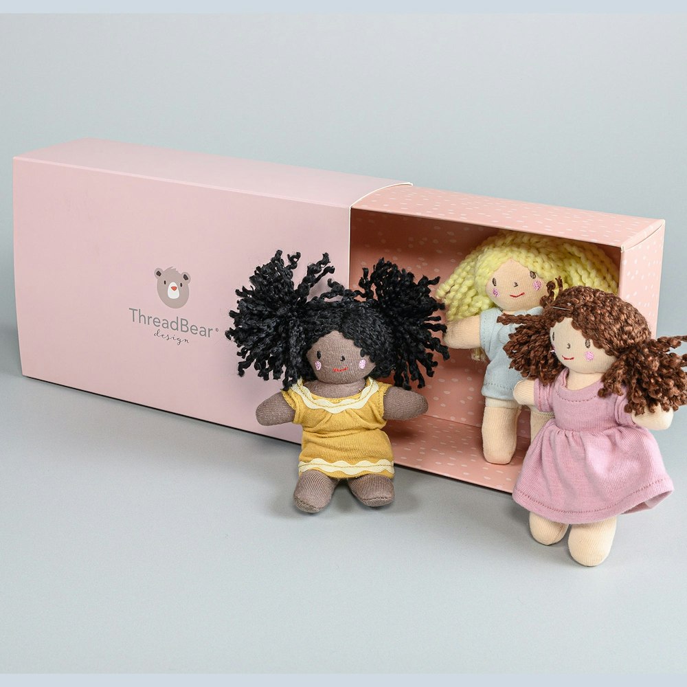 ThreadBear Design Mini Dolls Gift Set Of 3 + Gift Box