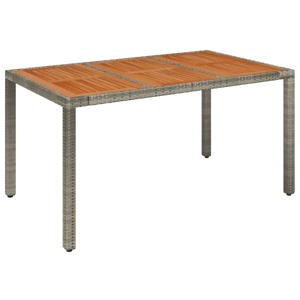 Garden Table with Wooden Top Grey 150x90x75 cm Poly Rattan 319902 Garden Table with Wooden Top Grey 150x90x75 cm Poly Rattan 319902