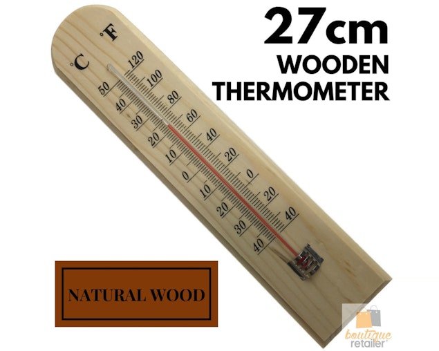 27cm WOODEN THERMOMETER Indoor Outdoor Glass Wall Hanging Room Sensor Jumbo 27cm WOODEN THERMOMETER Indoor Outdoor Glass Wall Hanging Room Sensor Jumbo