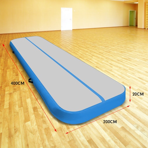 4m x 2m Air Track Gymnastics Mat Tumbling Exercise - Grey Blue 4m x 2m Air Track Gymnastics Mat Tumbling Exercise - Grey Blue