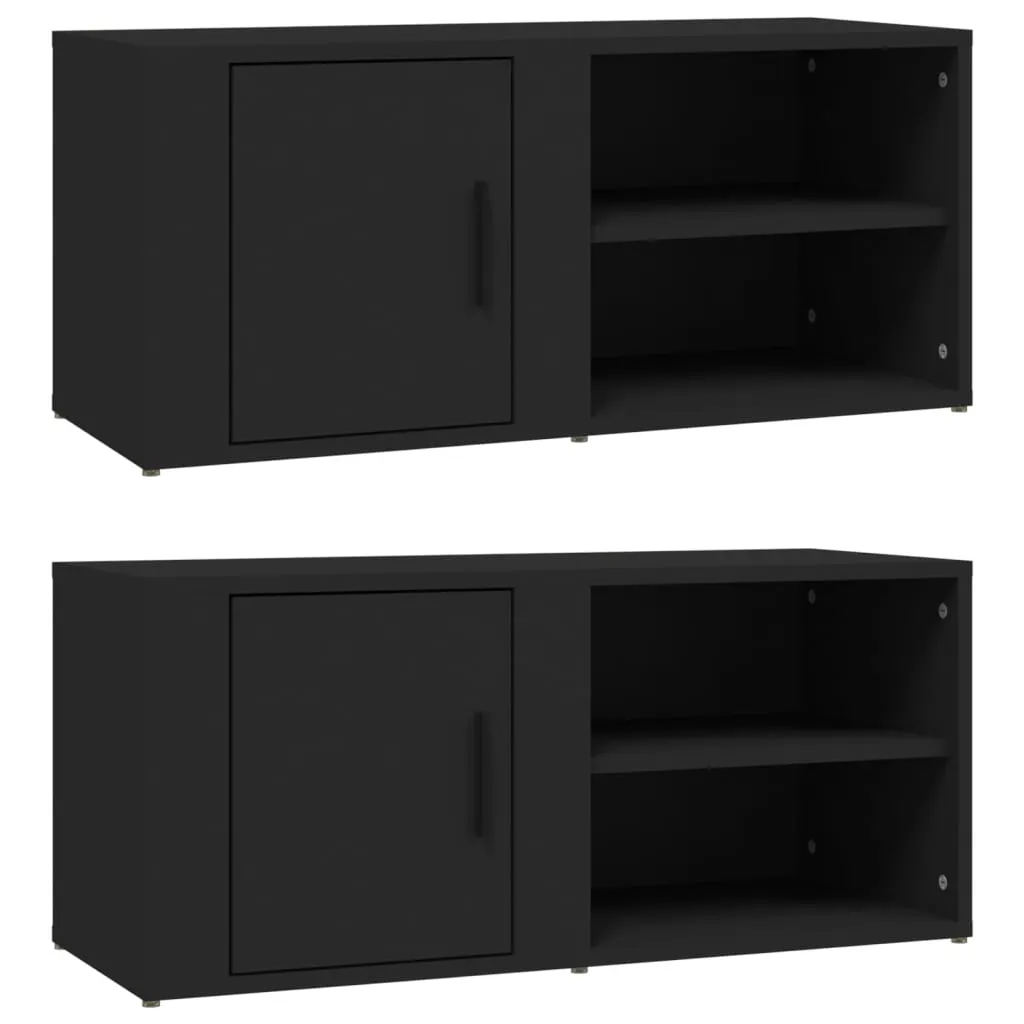 TV Cabinets 2 pcs Black 80x31.5x36 cm Engineered Wood 819439 TV Cabinets 2 pcs Black 80x31.5x36 cm Engineered Wood 819439