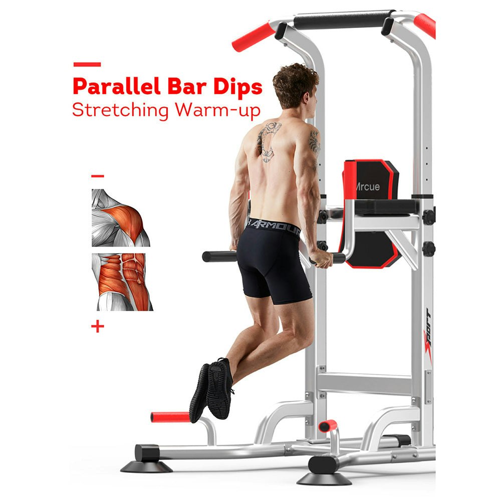 JMQ Fitness Silver Pull Up Chin Up Knee Raise Heavy Duty Workout Station Home Gym Exercise
