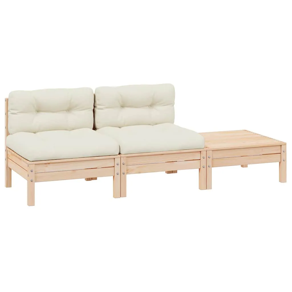 3 Piece Garden Lounge Set with Cream Cushions Solid Pinewood 806682 3 Piece Garden Lounge Set with Cream Cushions Solid Pinewood 806682