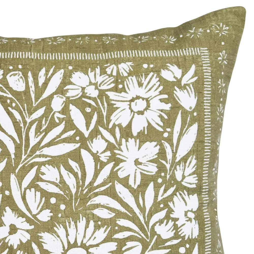 J.Elliot Home Kennedy Cushion 50x50cm Olive & Ivory Modern Home/House Decor