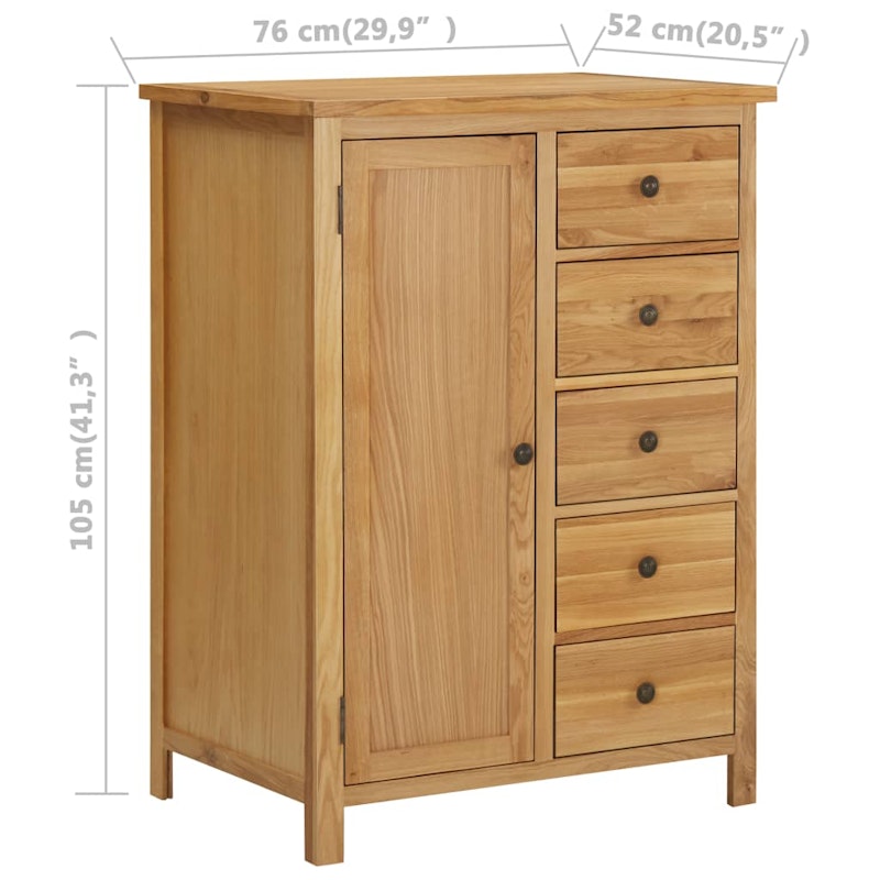 NNEVL Wardrobe 76x52x105 cm Solid Oak Wood image number null