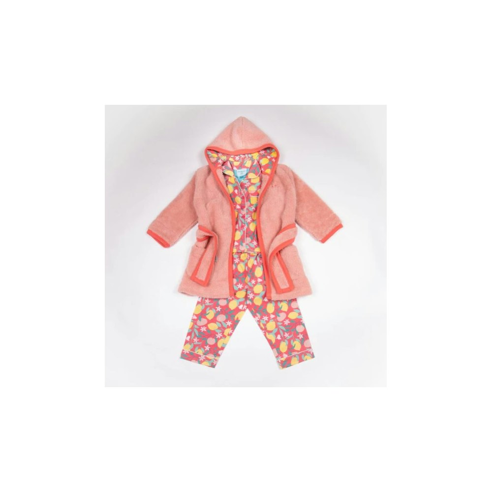 Luca and Rosa Lemon Grove Girls Dressing Gown And Button Up Pyjamas Luxury Gift Set