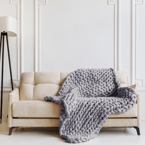 Royal Comfort Chunky Hand Knit Thick Weighted Blanket Plush 6.3KG 203cm x 153cm - 153 x 203 cm - Grey image number null