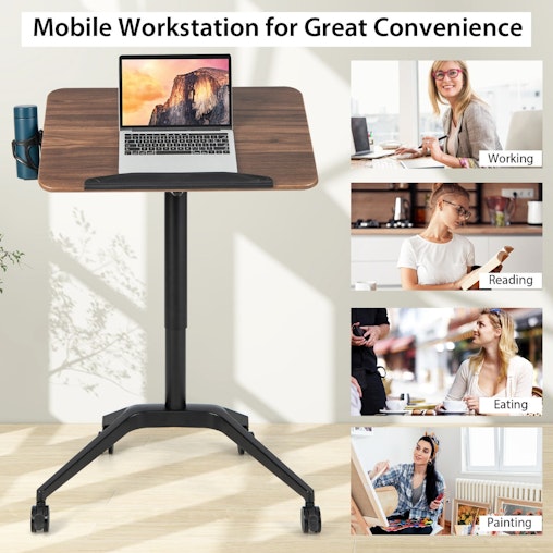 NNECW Mobile Height Adjustable Standing Desk with Anti-fall Baffle for Home/Office NNECW Mobile Height Adjustable Standing Desk with Anti-fall Baffle for Home/Office