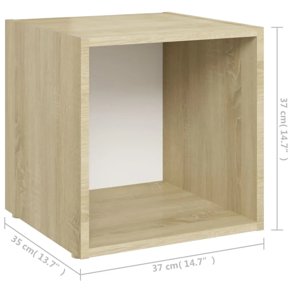 TV Cabinet White and Sonoma Oak 37x35x37 cm Engineered Wood 805513