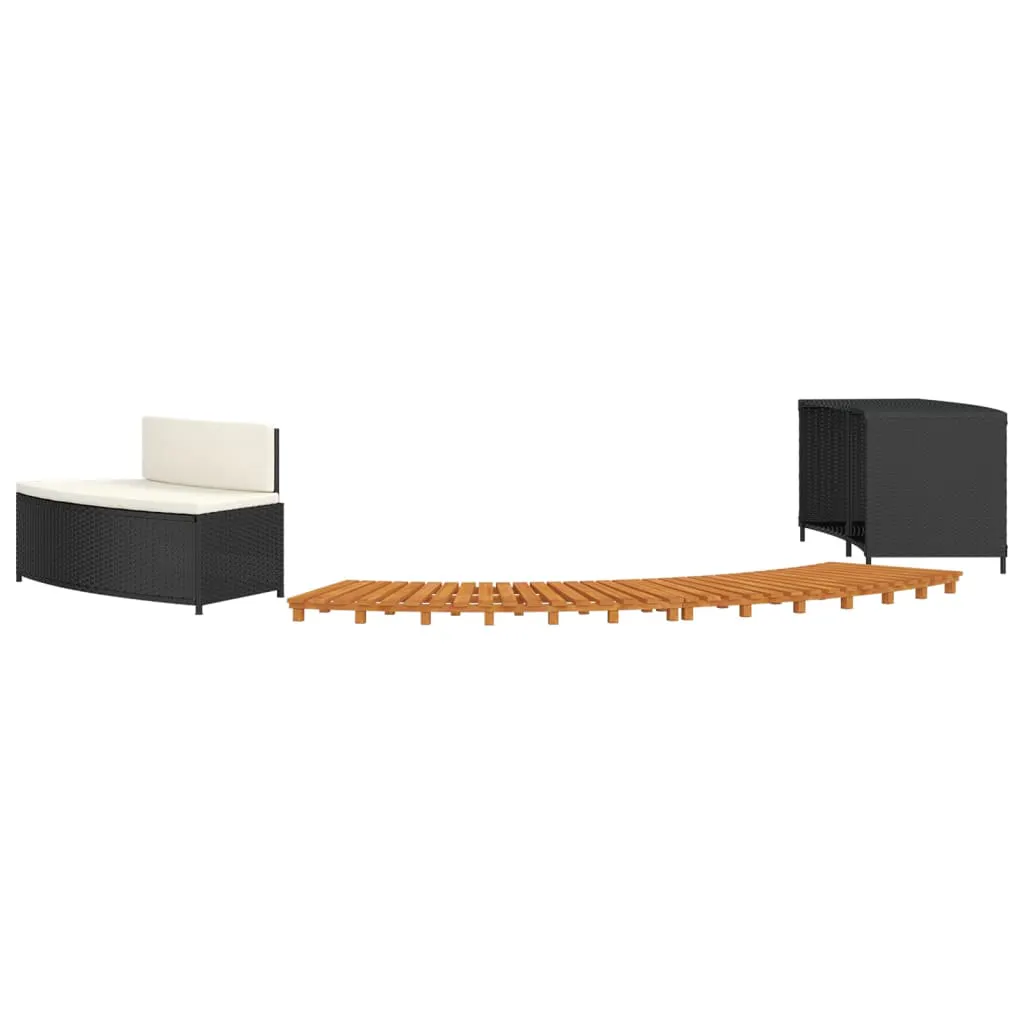 Hot Tub Surround Black Poly Rattan and Solid Wood Acacia 362259 Hot Tub Surround Black Poly Rattan and Solid Wood Acacia 362259