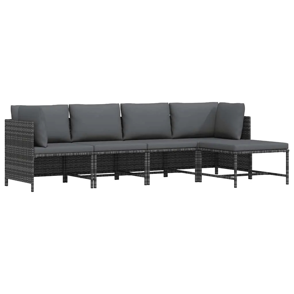 4 Piece Garden Lounge Set with Cushions Poly Rattan Grey 313502 4 Piece Garden Lounge Set with Cushions Poly Rattan Grey 313502