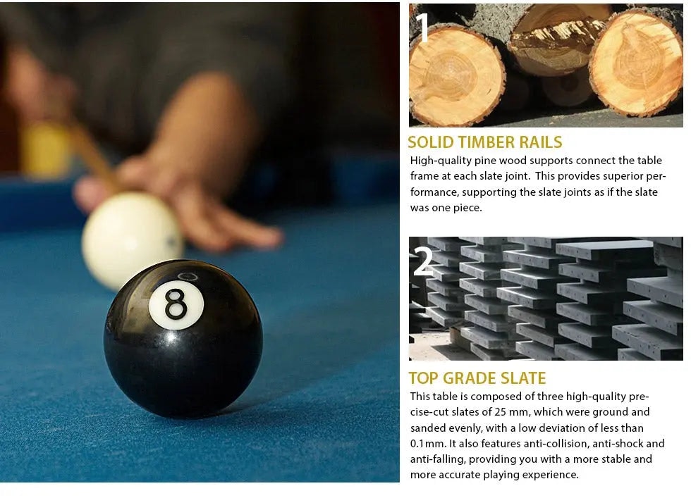 MACE 7FT EIFFEL Slate Pool / Billiards / Snooker Table W/ Dining Top