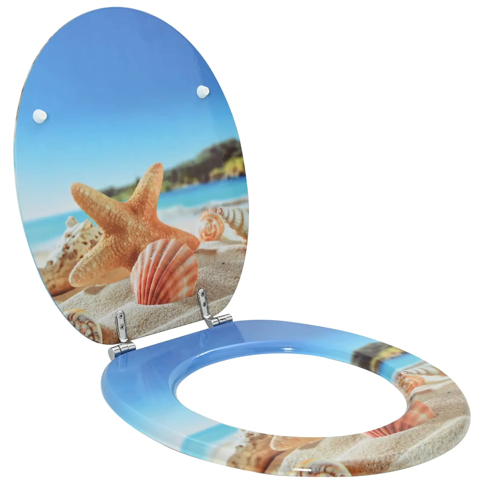 Soft-Close Toilet Seat Light Blue 44 x 38 cm MDF board 42027204 Soft-Close Toilet Seat Light Blue 44 x 38 cm MDF board 42027204