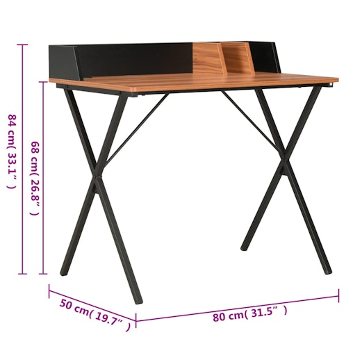 vidaXL Desk Black and Brown 80x50x84 cm vidaXL Desk Black and Brown 80x50x84 cm