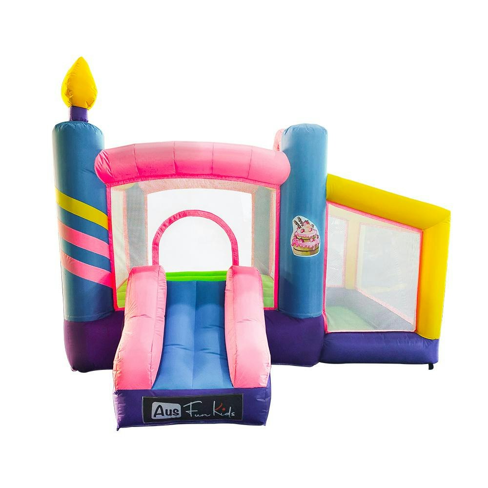 Donut Bouncy Inflatable Castle Kids Home Amusement Playground w/ Ball Playing Area Slide