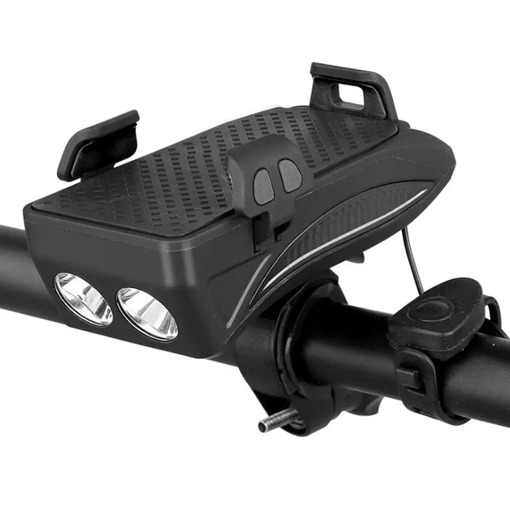 3-in-1 Bike Phone Holder with Cycle Horn & Headlight 2000mAH USB Charge