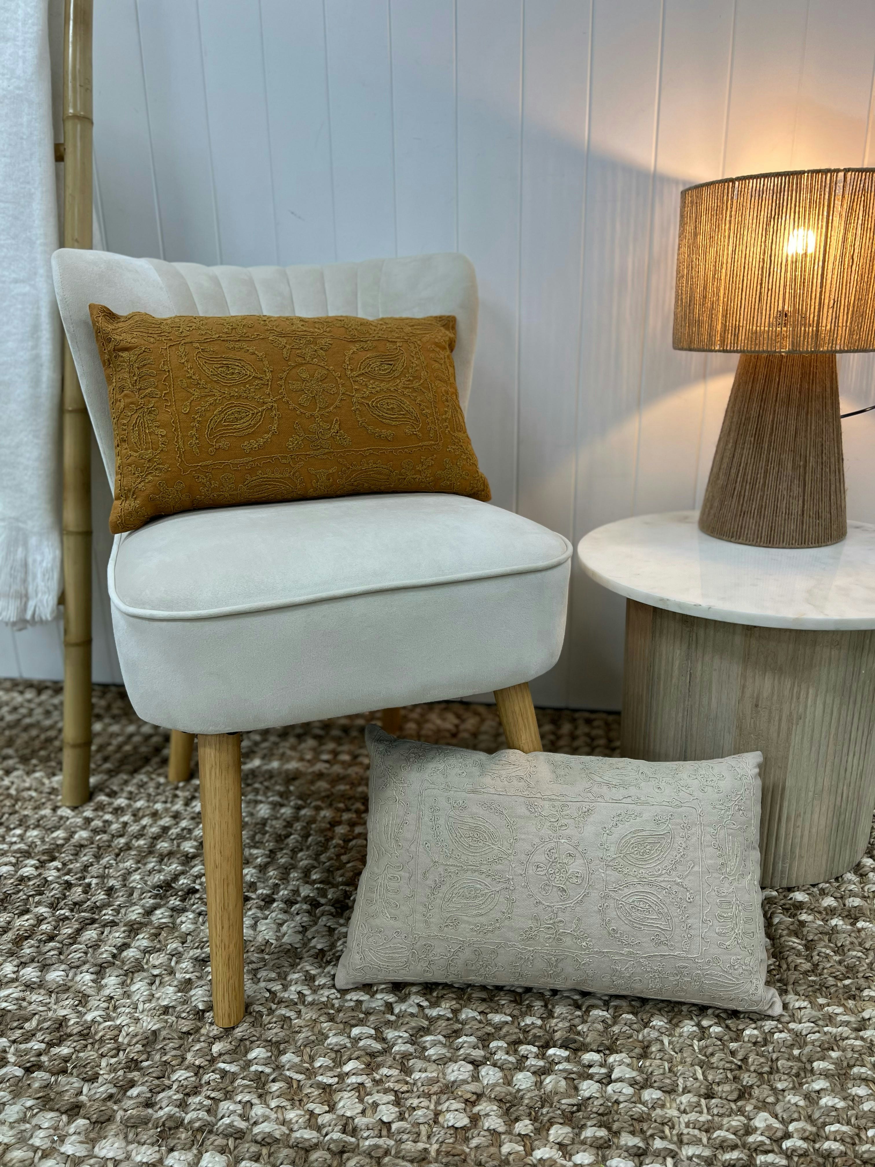 Heide Embroided Cushion Terracotta