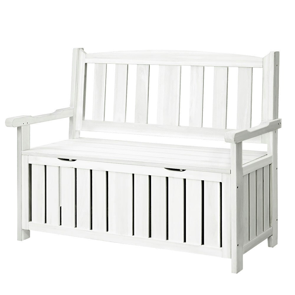 Groverdi Outdoor Storage Bench Box 2 Seat Wooden Patio Furniture Backyard Lounge Garden Park White Groverdi Outdoor Storage Bench Box 2 Seat Wooden Patio Furniture Backyard Lounge Garden Park White