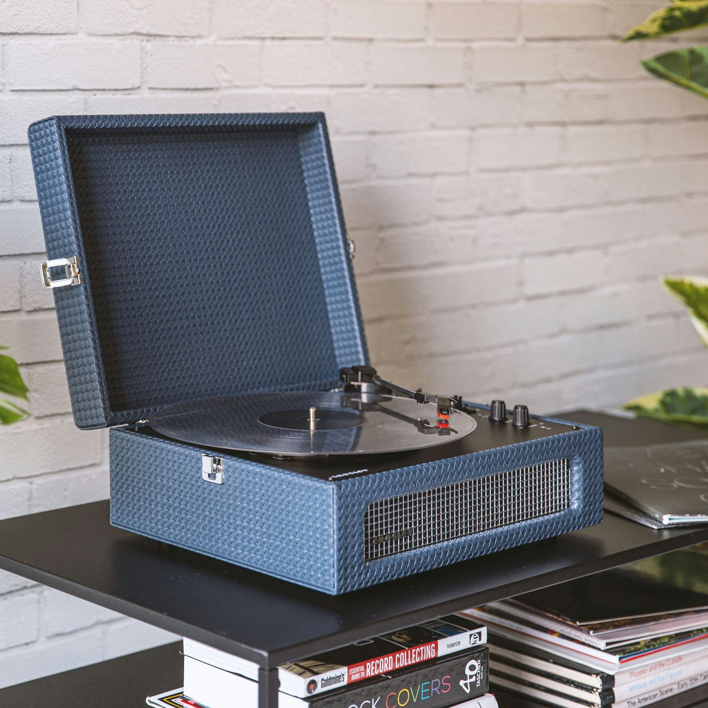 Crosley Voyager Navy - Bluetooth Portable Turntable & Record Storage Crate