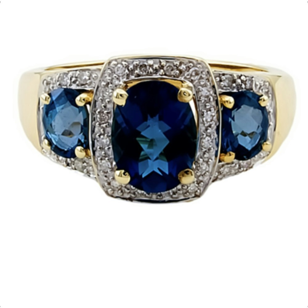 Sophie Daniels Fine Jewellery Company 9ct Gold Blue Topaz & Diamond Cluster Ring, Size M