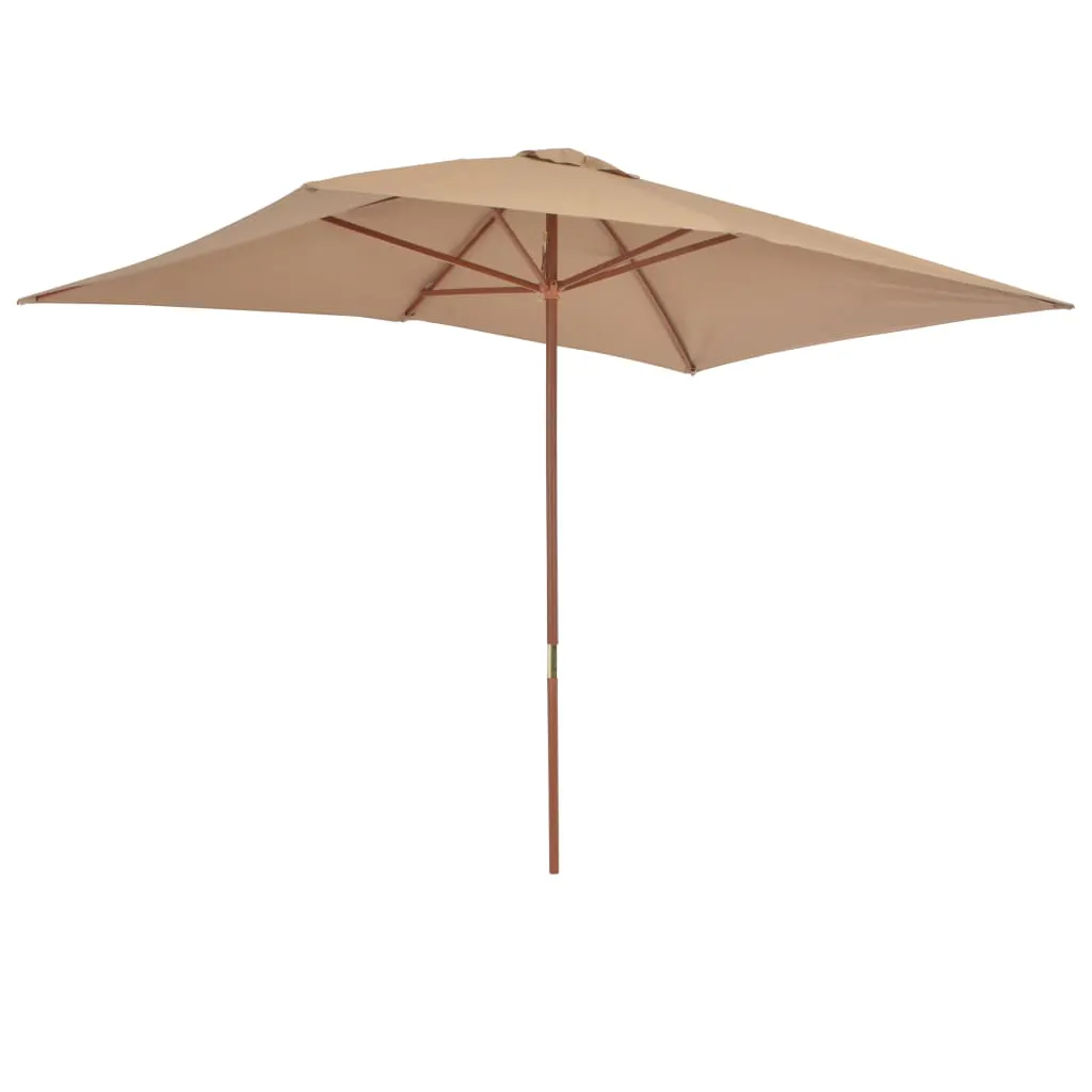 Garden Parasol with Wooden Pole 200x300 cm Taupe 44514