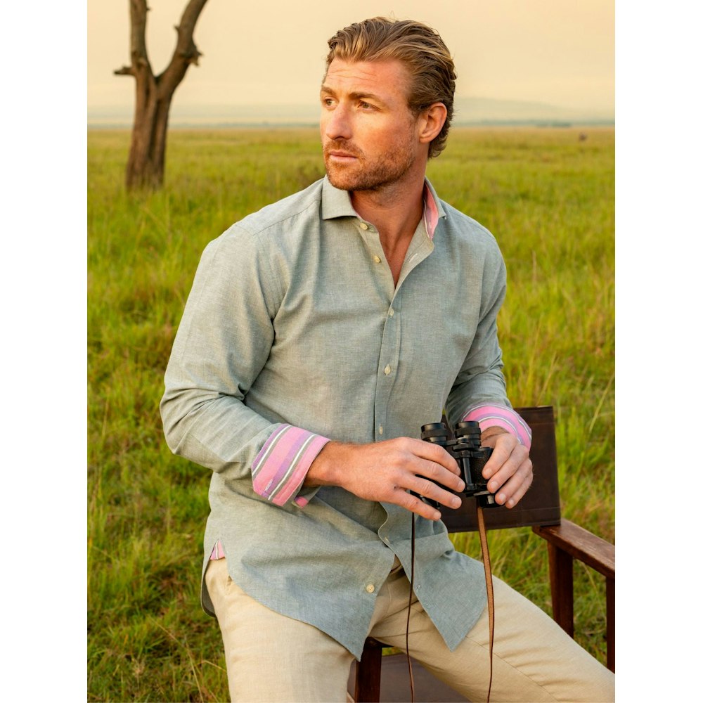 Koy Clothing Crocodile Green Cotton/linen Shirt