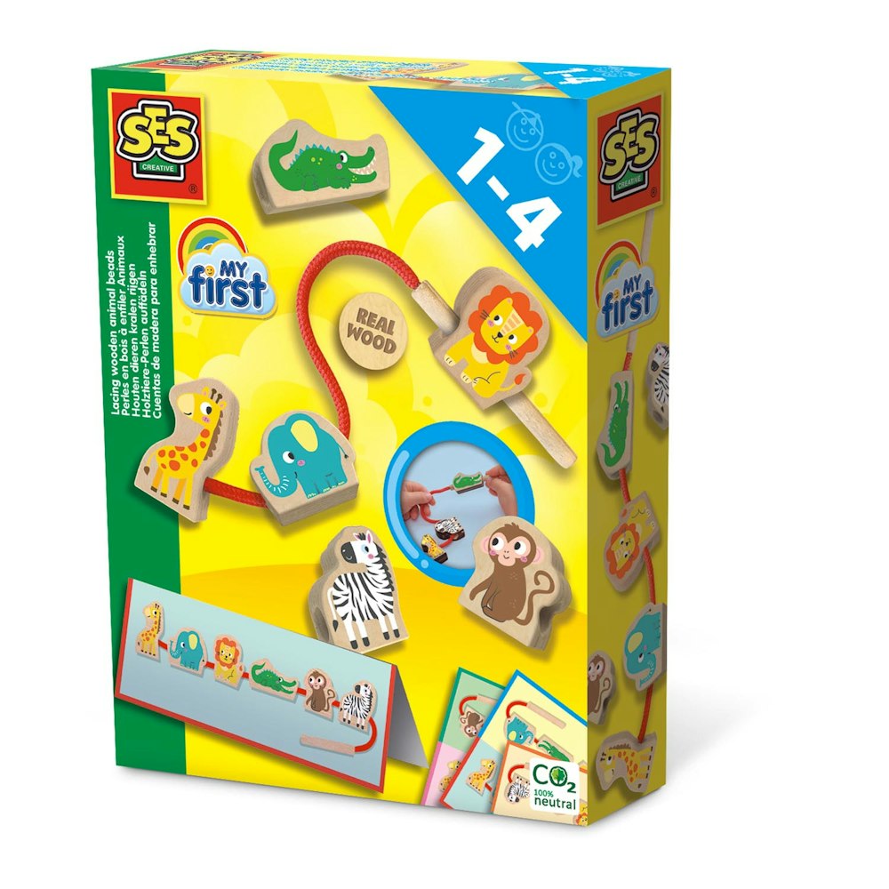 SES Creative My First - Lacing Wooden Animal Beads