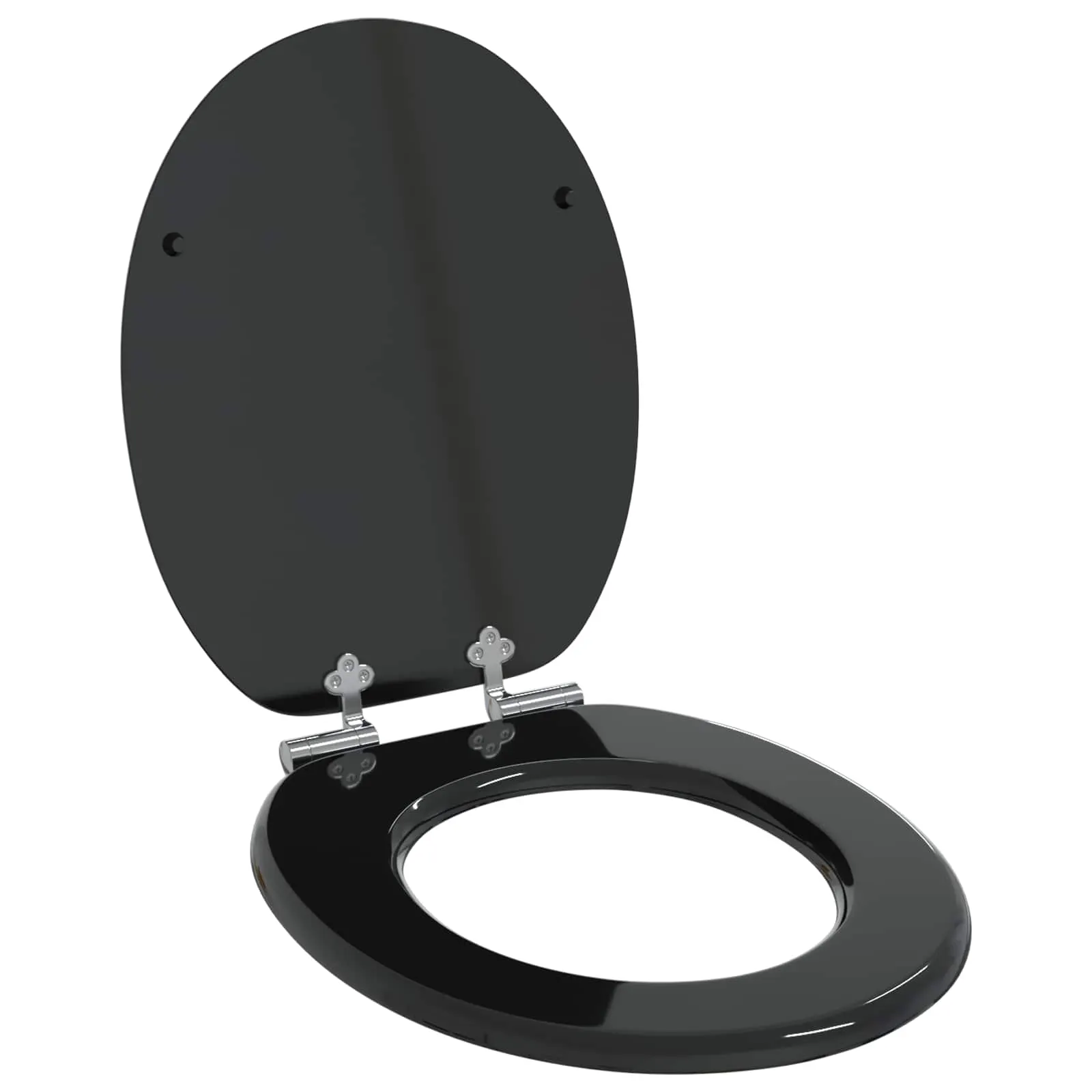 Soft-Close Toilet Seat Black 44 x 38 cm MDF board 42027173 Soft-Close Toilet Seat Black 44 x 38 cm MDF board 42027173