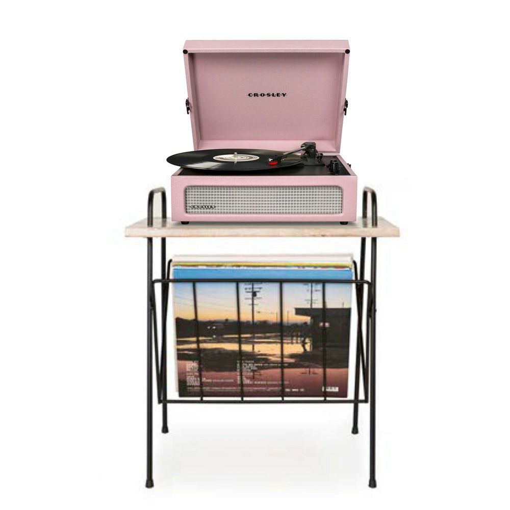 Crosley Voyager Bluetooth Portable Turntable + Crosley Wiltshire Stand Bundle - Amethyst