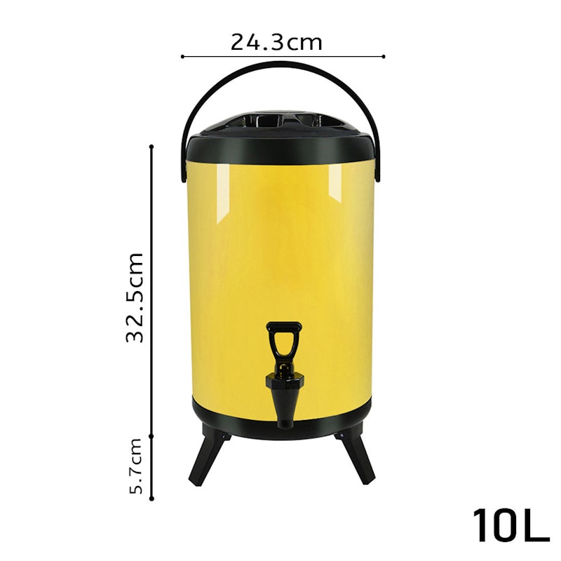SOGA 10L Stainless Steel Insulated Milk Tea Barrel Hot and Cold Beverage Dispenser Container with Faucet Yellow image number null