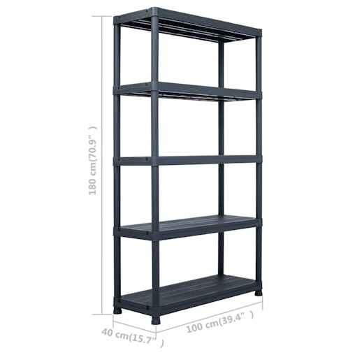 NNEVL Storage Shelf Rack Black 220 kg 90x40x138 cm Plastic NNEVL Storage Shelf Rack Black 220 kg 90x40x138 cm Plastic