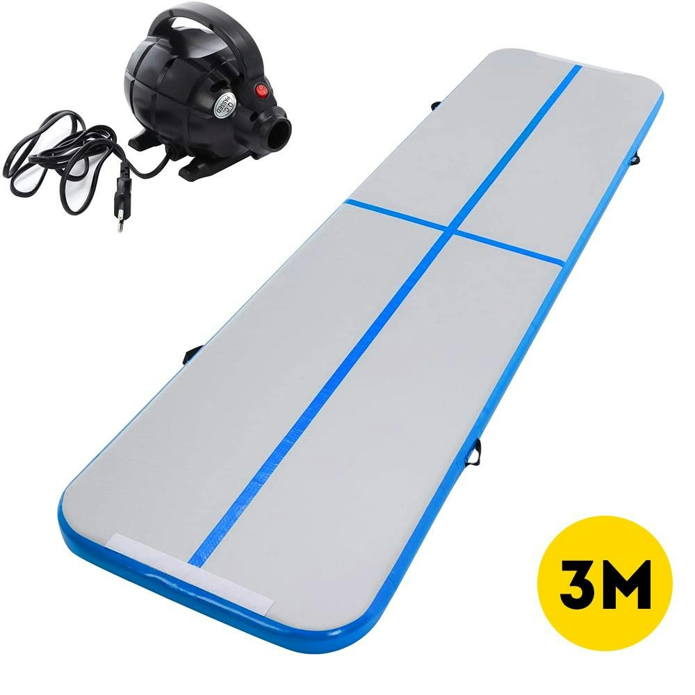 3M Inflatable Gymnastics Mat Air Track Tumbling Yoga Training W/ Electric Pump