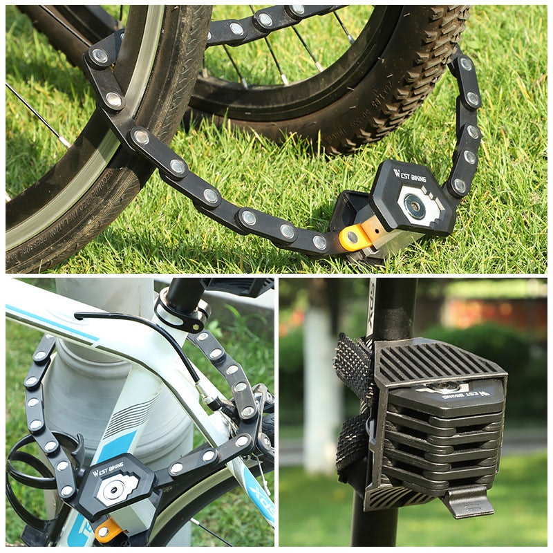 AKEZ Foldable Anti-Theft Security Bicycle Chain Lock E-Bike Bicycle Accessories