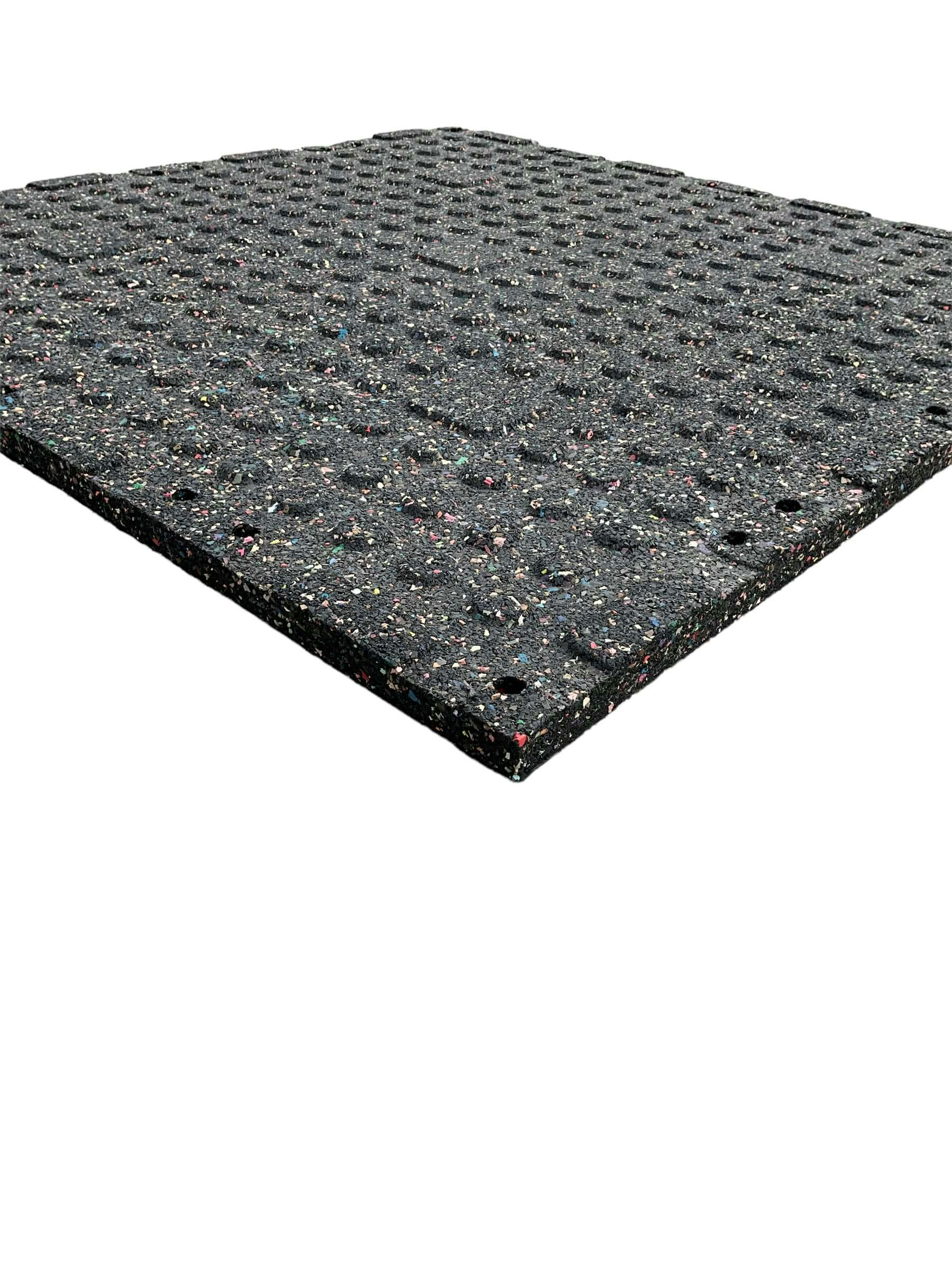 Pack of 100 - 30mm Rubber Gym Flooring Dual Density EPDM Rubber Dense Tile Mat 1m x 1m BLACK with WHITE