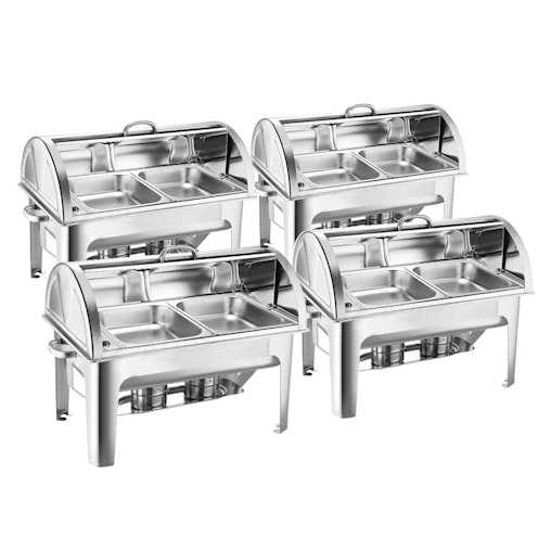 SOGA 4X 4.5L Dual Tray Stainless Steel Roll Top Chafing Dish Food Warmer image number null