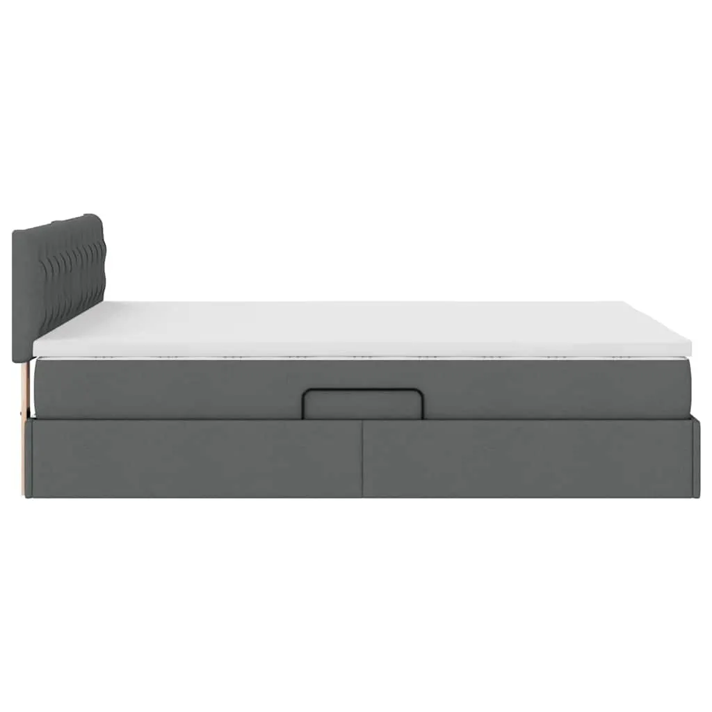 Bed with LED Strip Lights Dark Grey 137 x 190 cm Fabric 3371235