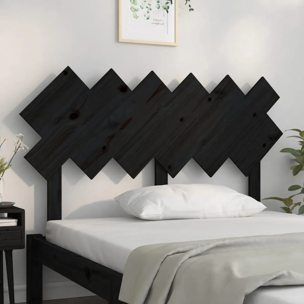 Bed Headboard Black 132x3x81 cm Solid Wood Pine 819219