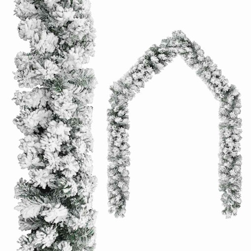 vidaXL Christmas Garland with Flocked Snow Green 5 m PVC image number null