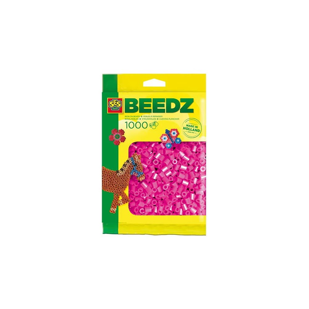 SES Creative Iron On Beads 1000 Neon Pink