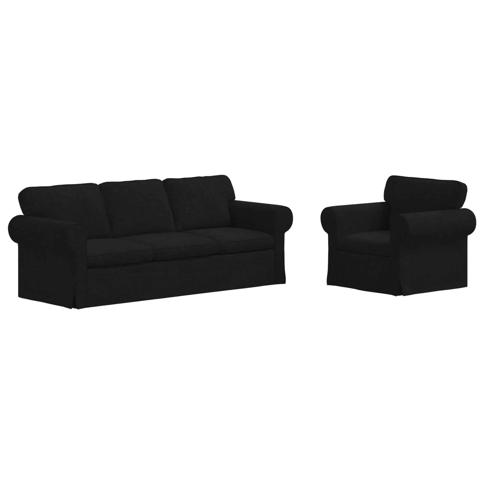 Sofa 2 pcs Black 215 x 82 x 80 cm Fabric 3407576 Sofa 2 pcs Black 215 x 82 x 80 cm Fabric 3407576