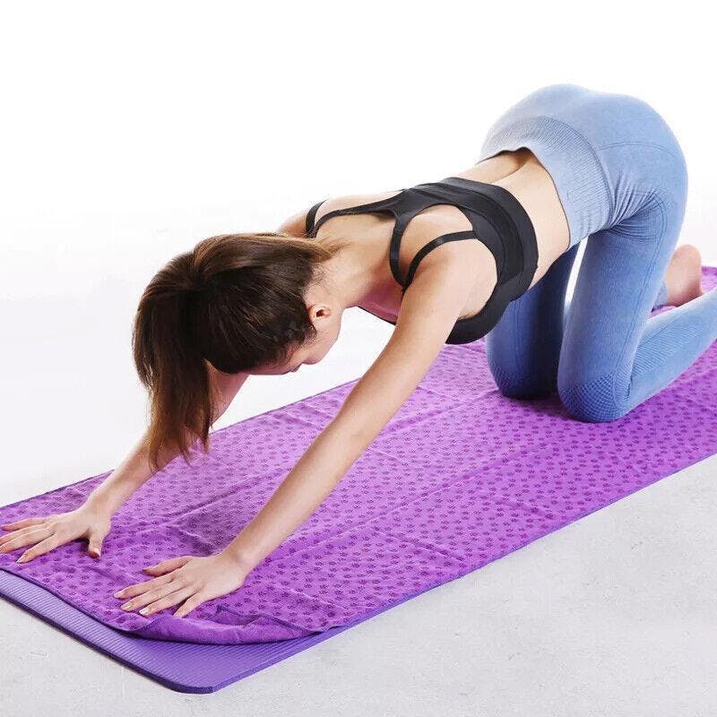 Non Slip Yoga Towel Mat Microfiber Fitness Gym Exercise Blanket with Carry Bag