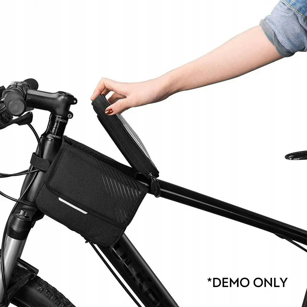AKEZ Rainproof 6 Inches Touch Screen Nylon Front Bicycle Bag - Black