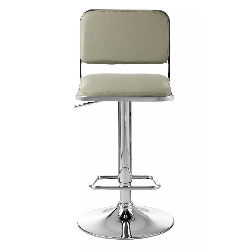 interiors by Premier Light Grey Seat And Chrome Base Bar Stool, Adjustable Height Kitchen Bar Stool, Footrest Swivel Barstool