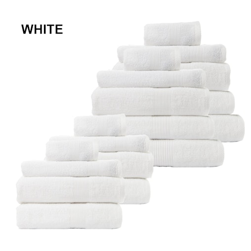 Royal Comfort 18 Piece Cotton Bamboo Towel Bundle Set 450GSM Luxurious Absorbent 18 Piece White image number null